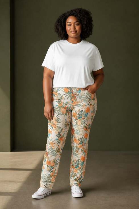 Cato Pants - Cato Women's Hi-Rise Tropical Floral Print Ankle Pants Size 28W